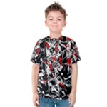 Red abstract flowers Kids  Cotton Tee