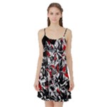 Red abstract flowers Satin Night Slip