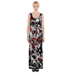 Red abstract flowers Maxi Thigh Split Dress