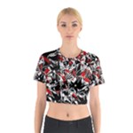 Red abstract flowers Cotton Crop Top