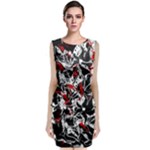 Red abstract flowers Classic Sleeveless Midi Dress