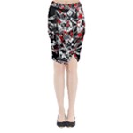 Red abstract flowers Midi Wrap Pencil Skirt