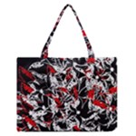 Red abstract flowers Medium Zipper Tote Bag