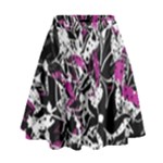 Purple abstract flowers High Waist Skirt