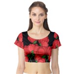 Red tulips Short Sleeve Crop Top (Tight Fit)