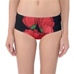Red tulips Mid-Waist Bikini Bottoms