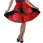 Red tulips A-line Skater Skirt