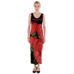 Red tulips Fitted Maxi Dress