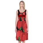 Red tulips Midi Sleeveless Dress