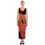 Orange tulips Fitted Maxi Dress