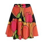 Orange tulips High Waist Skirt