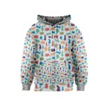 Blue Colorful Cats Silhouettes Pattern Kids  Zipper Hoodie
