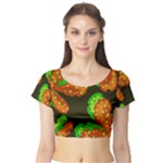 Autumn leafs Short Sleeve Crop Top (Tight Fit)