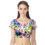 Colorful pother Short Sleeve Crop Top (Tight Fit)