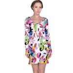 Colorful pother Long Sleeve Nightdress
