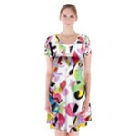 Colorful pother Short Sleeve V-neck Flare Dress