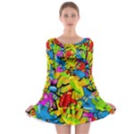 Colorful airplanes Long Sleeve Skater Dress