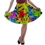 Colorful airplanes A-line Skater Skirt