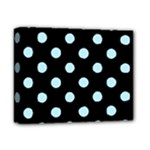 Polka Dots - Light Blue on Black Deluxe Canvas 14  x 11  (Stretched)
