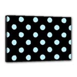 Polka Dots - Light Blue on Black Canvas 18  x 12  (Stretched)