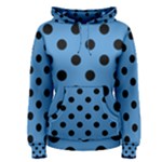 Polka Dots - Black on Steel Blue Women s Pullover Hoodie