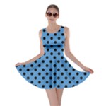 Polka Dots - Black on Steel Blue Skater Dress