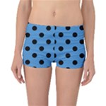 Polka Dots - Black on Steel Blue Reversible Boyleg Bikini Bottoms