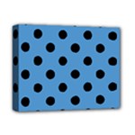 Polka Dots - Black on Steel Blue Deluxe Canvas 14  x 11  (Stretched)