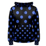 Polka Dots - Royal Blue on Black Women s Pullover Hoodie