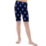 Polka Dots - Royal Blue on Black Kid s Mid Length Swim Shorts