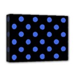 Polka Dots - Royal Blue on Black Deluxe Canvas 16  x 12  (Stretched)