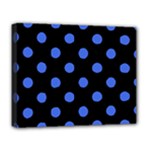 Polka Dots - Royal Blue on Black Deluxe Canvas 20  x 16  (Stretched)