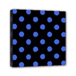 Polka Dots - Royal Blue on Black Mini Canvas 6  x 6  (Stretched)