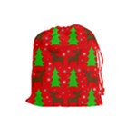Reindeer and Xmas trees pattern Drawstring Pouches (Large) 