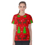 Reindeer and Xmas trees pattern Women s Cotton Tee