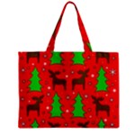 Reindeer and Xmas trees pattern Zipper Mini Tote Bag