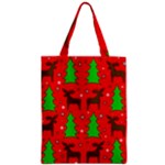 Reindeer and Xmas trees pattern Zipper Classic Tote Bag