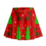 Reindeer and Xmas trees pattern Mini Flare Skirt