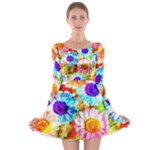 Colorful Daisy Garden Long Sleeve Skater Dress