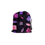 Purple and pink flowers  Drawstring Pouches (Small) 