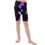 Purple and pink flowers  Kids  Mid Length Swim Shorts