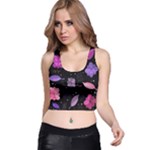 Purple and pink flowers  Racer Back Crop Top