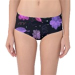 Purple and pink flowers  Mid-Waist Bikini Bottoms