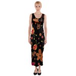 Flowers and ladybugs 2 Fitted Maxi Dress