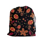 Flowers and ladybugs 2 Drawstring Pouches (Extra Large)