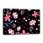 Pink ladybugs and flowers  Canvas 18  x 12 