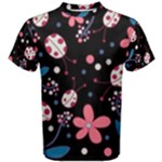 Pink ladybugs and flowers  Men s Cotton Tee