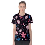 Pink ladybugs and flowers  Women s Cotton Tee