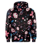 Pink ladybugs and flowers  Men s Pullover Hoodie