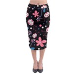 Pink ladybugs and flowers  Midi Pencil Skirt